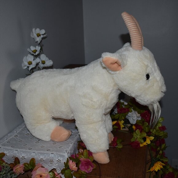 Vintage Cream Billy Goat Plush Stuffed Animal Large 16in - Picture 4 of 11